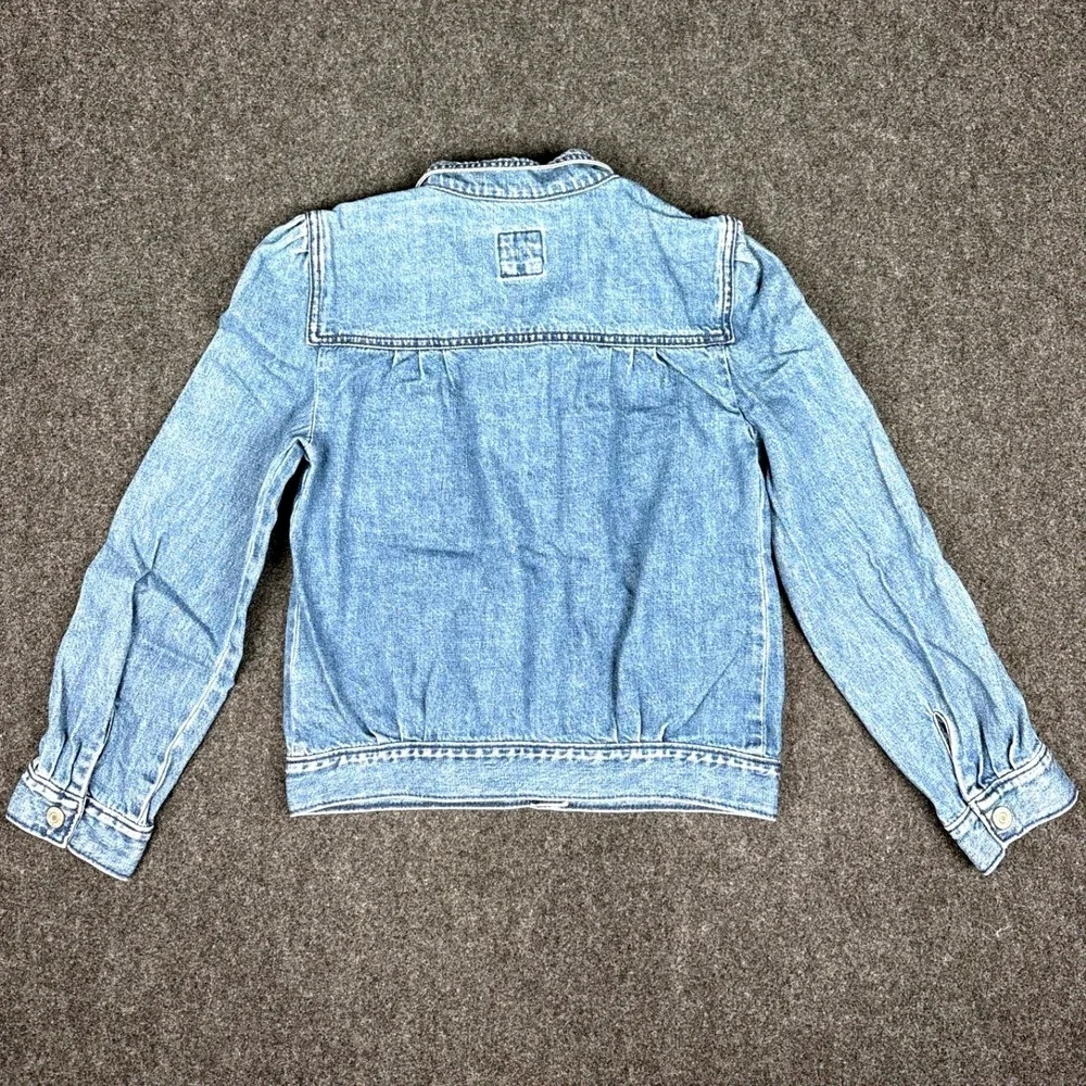 Gap Denim For Good Girls XXL Light Wash Blue Puff Sleeve Jean Trucker Jacket